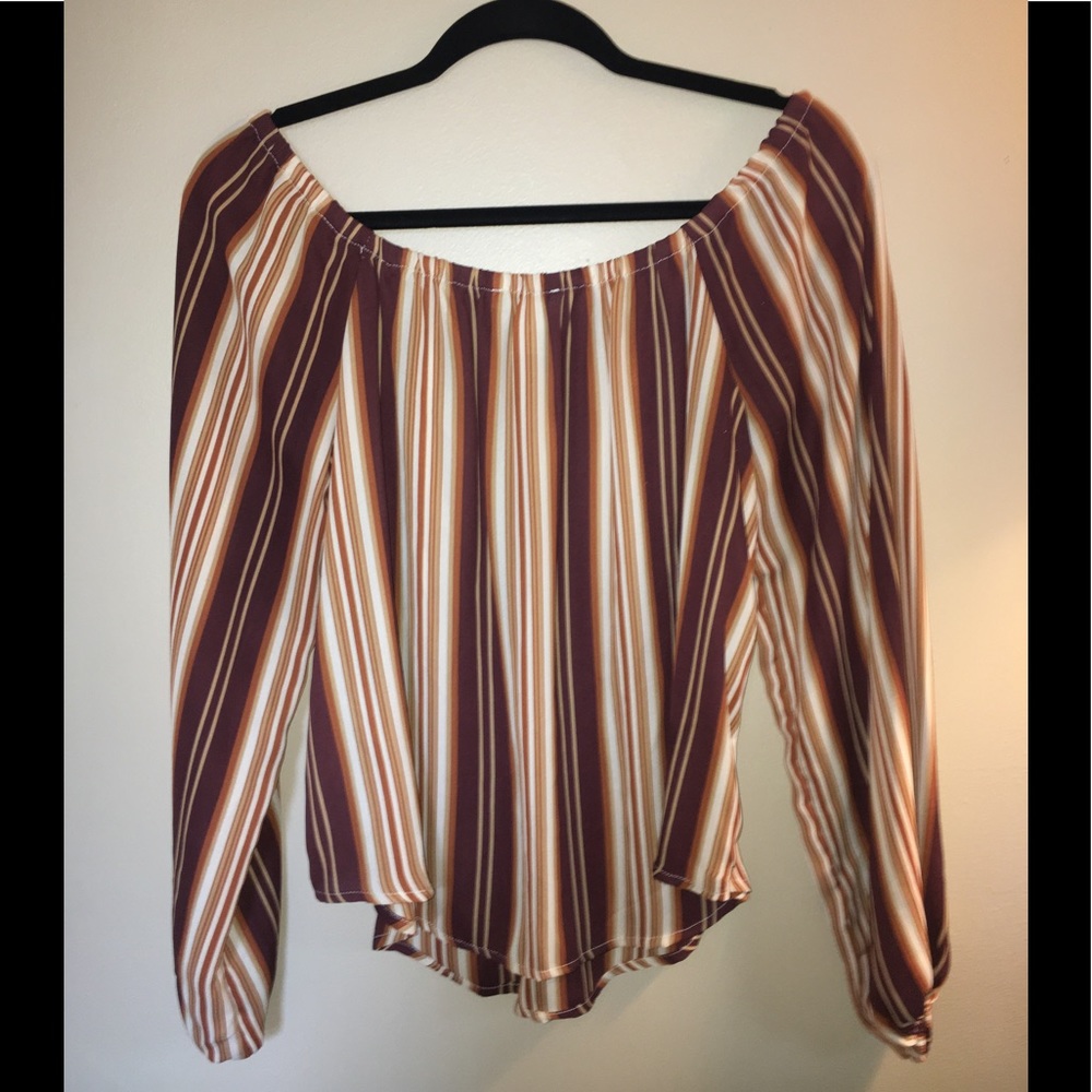 Off the shoulder stripe shirt